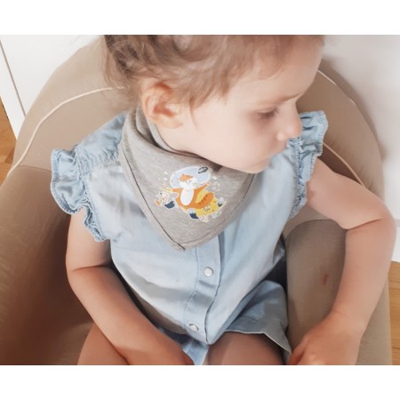 Bandana gris pour bébé fille en coton bio