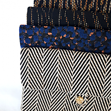Pochette motif chevron multiusage en tissu haute couture 100% upcycling